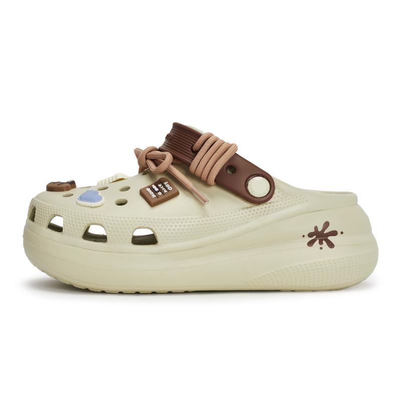 Crocs Crush Clog 811 Made Caramel Boiled Dream Biscuits Bread Afternoon Tea Series Hole Shoes Unisex Bone White Gift Box Model