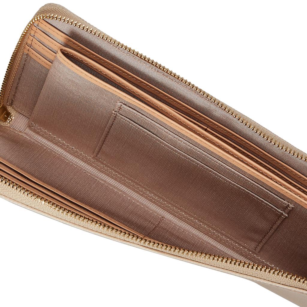 Topkapi Italienisches Leder Eidechsenprägung Lange Geldbörse mit Großem Reißverschluss und Falte, LUCIA, Damen, Blassbeige, Einheitsgröße