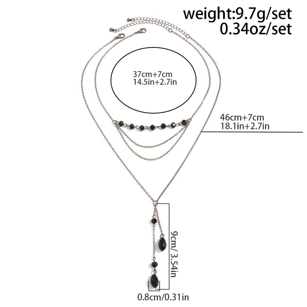 Dark Gothic Imitation Crystal Blood Drop Pendant Tassel Chain Multi-layer Choker Necklace for Women Hallowmas Party Jewelry Gift