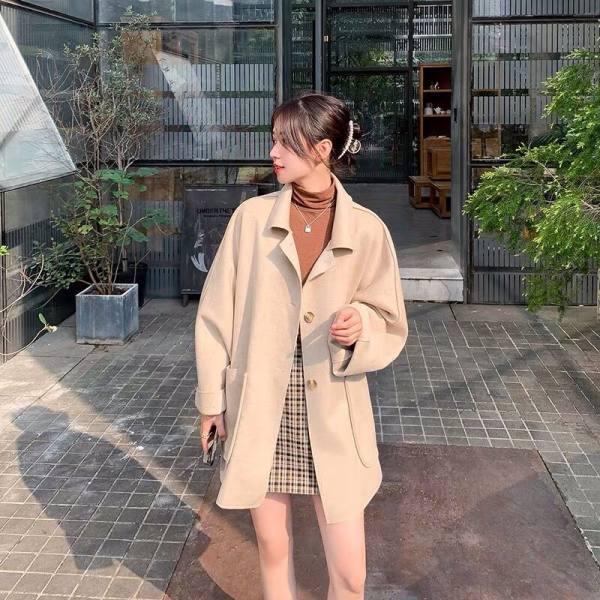 Women's Mid-Length Woolen Shirt Jacket - Autumn/Winter Korean Style, Loose Fit, Petite Versatile Coat