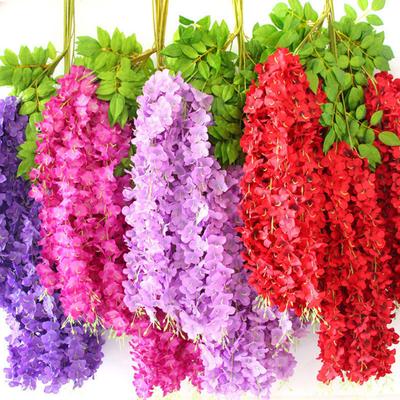 12 Pcs Artificial Wisteria Flowers UV Resistant Faux Wisteria Flowers Hanging Fake Flowers