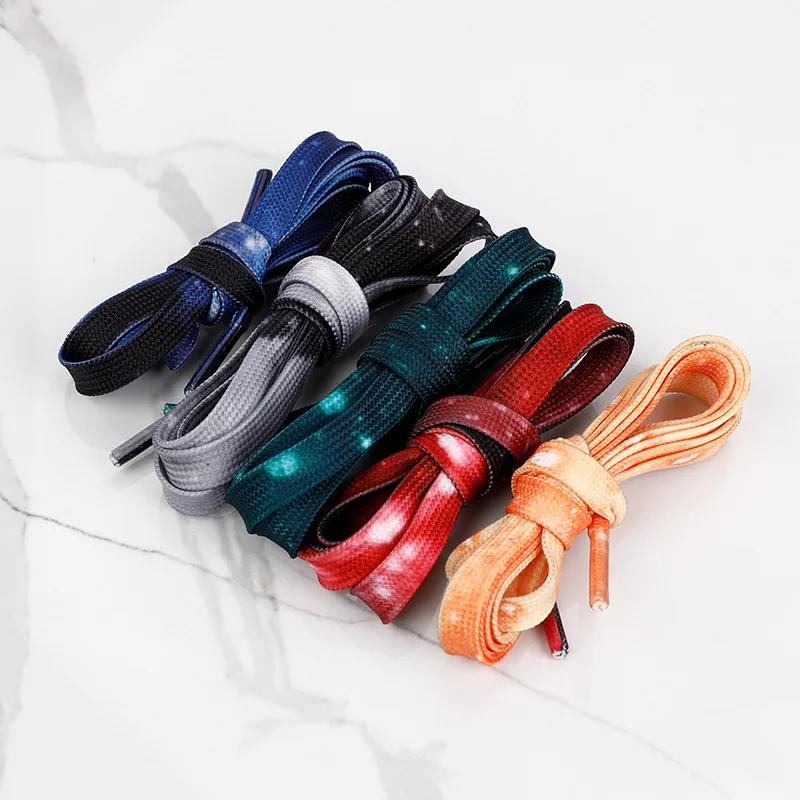 Colorful Starry Sky Shoelaces AJ1&AF1&Dunk Sneakers Shoe laces 0.8CM Width Flat Shoelace 120/140/160CM Shoes Accessories