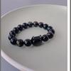 Hide·De natuurlijke zilveren obsidiaan kattenhoofd obsidiaan armband van mijn vriendin is een lief en cool accessoire voor een vrouwelijke beste vriendin