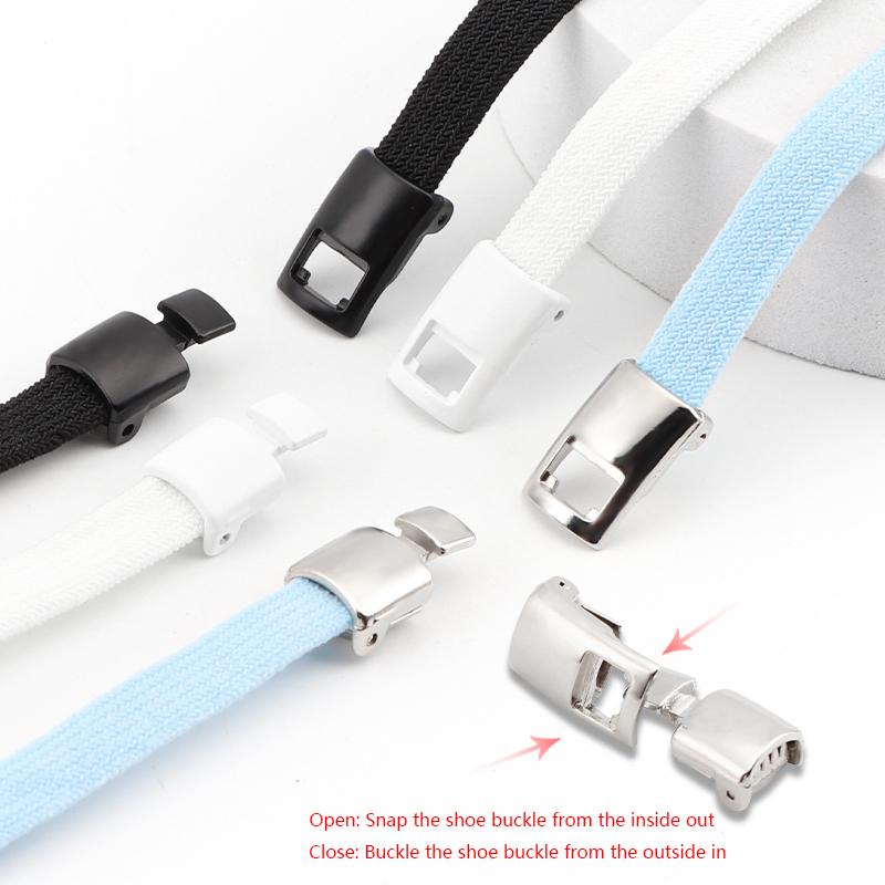 No Tie Shoelaces for Sneakers Flat Shoe Laces Elastic Metal Lock Convenient Personality Lazy Shoelace Rubber Band 1 Pair