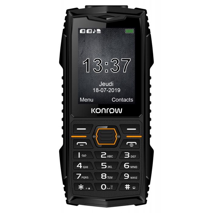 Konrow stone plus - téléphone antichoc certifié ip68 - 2.4'' - double sim - noir - tout opérateurs