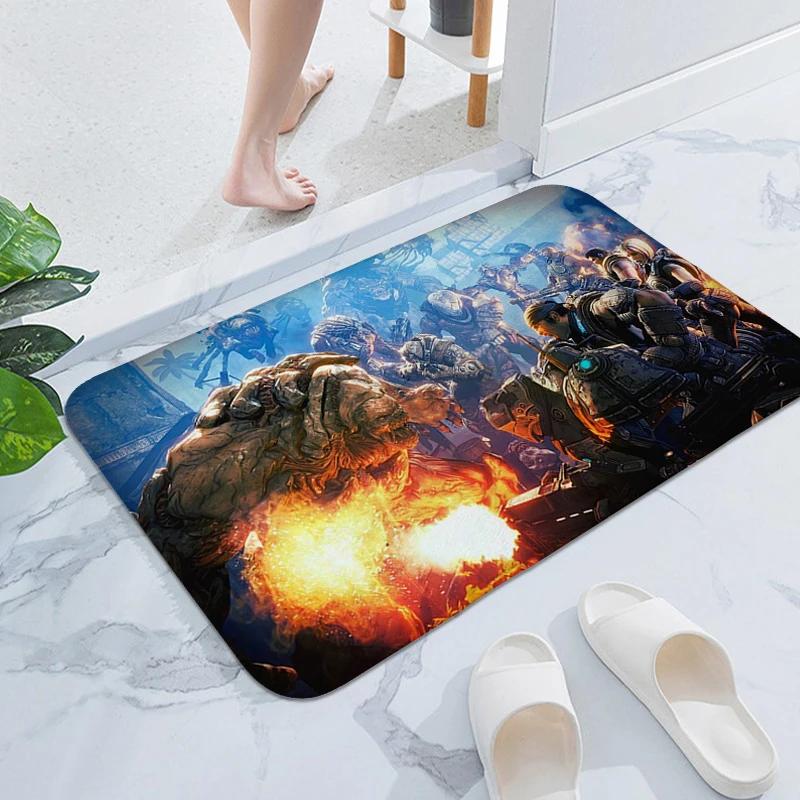 Bathroom Rug A-Gears of War Outdoor Entrance Doormat Hallway Entryway Foot Mat Bedroom Living Room Floor Carpet Anti Slip Home