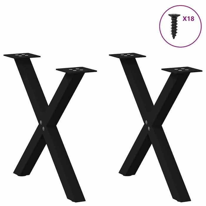 VidaXL Pieds de table basse en forme de X, 2 pièces, noir, 38 x (42-43) cm, acier 4012896