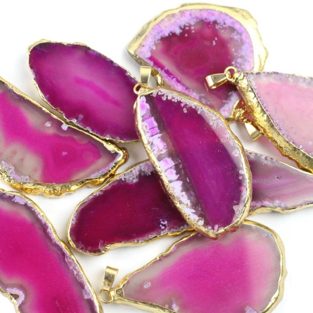 Handmade Druzy Agate Pendant 60*40mm Polished Crystal Slice Fashion Agate Wind Chime  Meditation