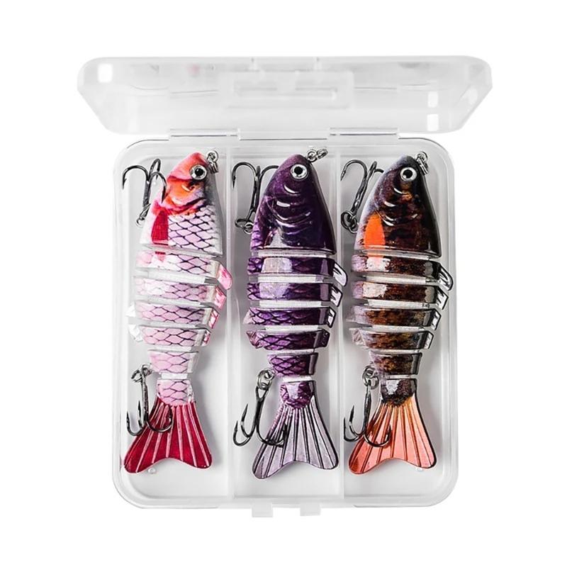 3Pcs Fishing Swimbaits  Fishing Lures Multi Jointed Artificial Hard Baits Slow Sinking Simulated Swimming Lures