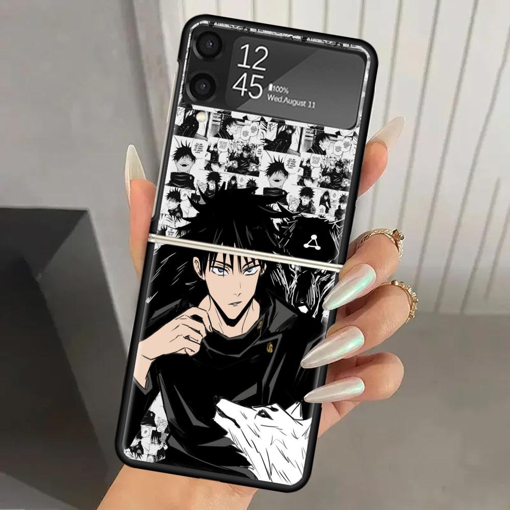 

Jujutsus Japan Anime Hard PC Phone Case For Samsung Galaxy Z Flip 6 5 4 3 Black Cover ZFlip6 Flip5 Flip4 5G Foldable Print Cases Samsung Z Flip