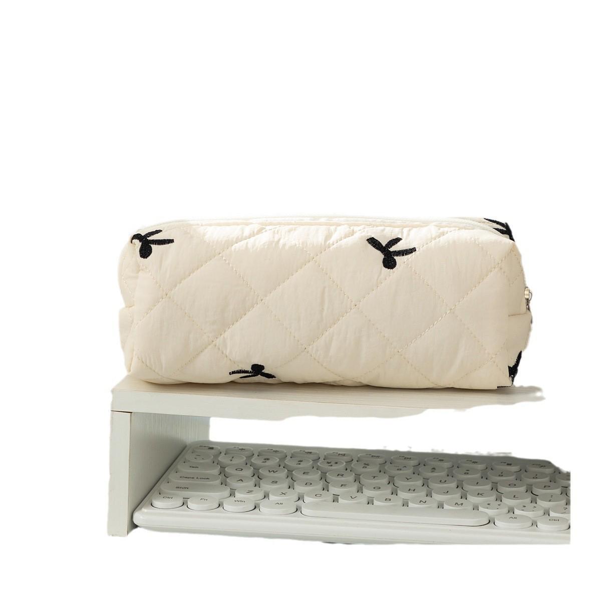 

Floral Bow Student Pencil Case: Large-Capacity Desktop Organizer