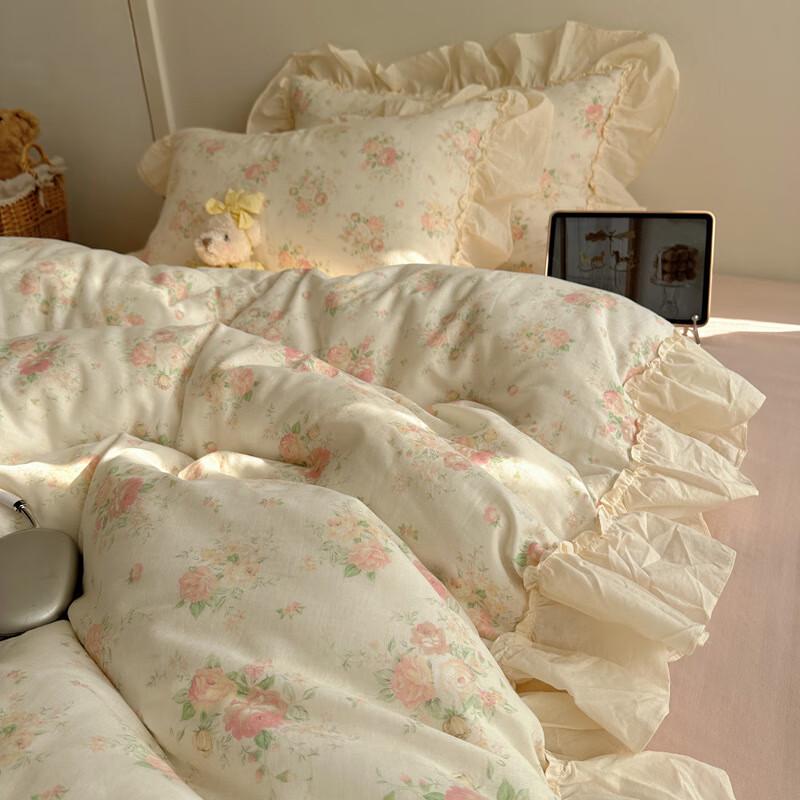 

Lilang мереживний двошаровий мусліновий комплект постільної білизни з 4 предметів