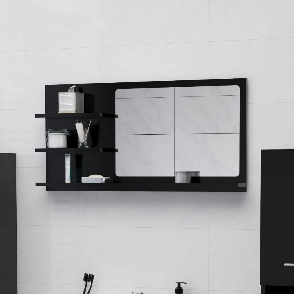 vidaXL Badspiegel Schwarz 90x10,5x45 cm Holzwerkstoff schwarz