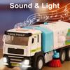 1:50 Electric Vacuum Cleaner Sweeper Garbage Truck Model Toy Alloy Diecast Light Sound Engineering Vehicle Gifts for Children