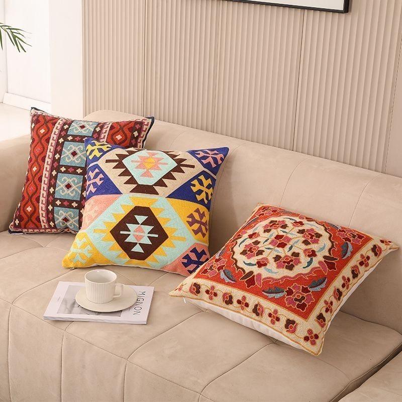 Retro Ethnic Style Printed Pillowcase: Pattern Sofa, Living Room Cushion Cover, Bedroom Bedside Pillow Cover