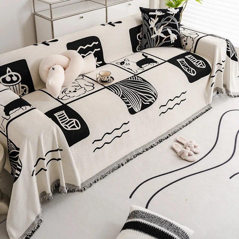 Universal Sofa Towel Full Cover Universal One Piece Anti Slip Cover Skin Friendly Chenille Dust Cover Easy To Clean Maintain