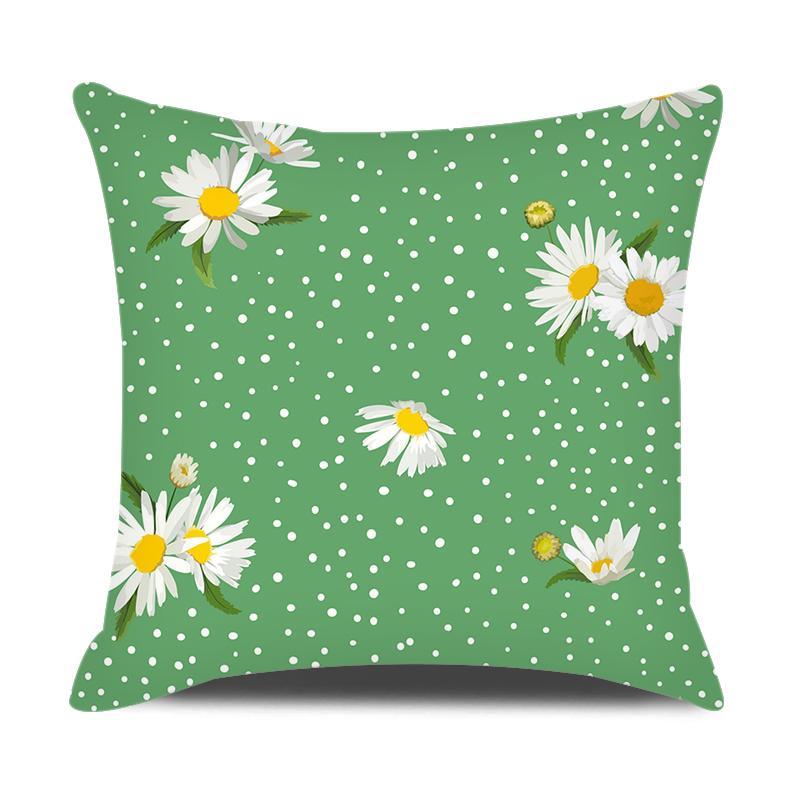 Home Decor Green Yellow Plaid Pillowcase Cushion Cover Sofa Car Pillowcase Daisy Flower Print Pillowcase
