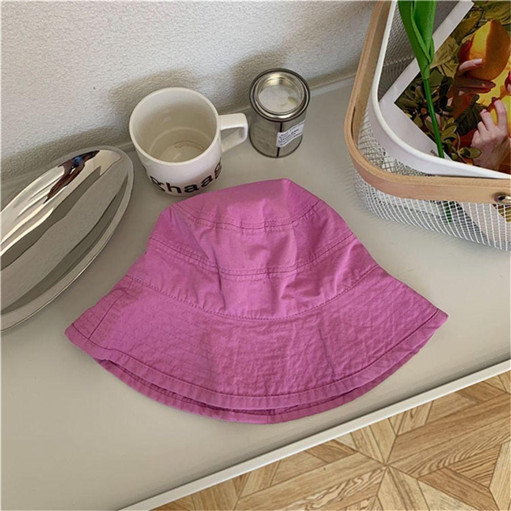 

Fashion Sunscreen Bucket Hat Sun Protection Breathable Fisherman Hat Solid Color Cotton Basin Hat for Outdoor розовый