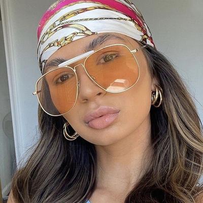 Fashion Oversized Metal Frame Sunglasses Street Shooting Outdoor UV Protection Sun Glasses Pilot Shades for Women Men