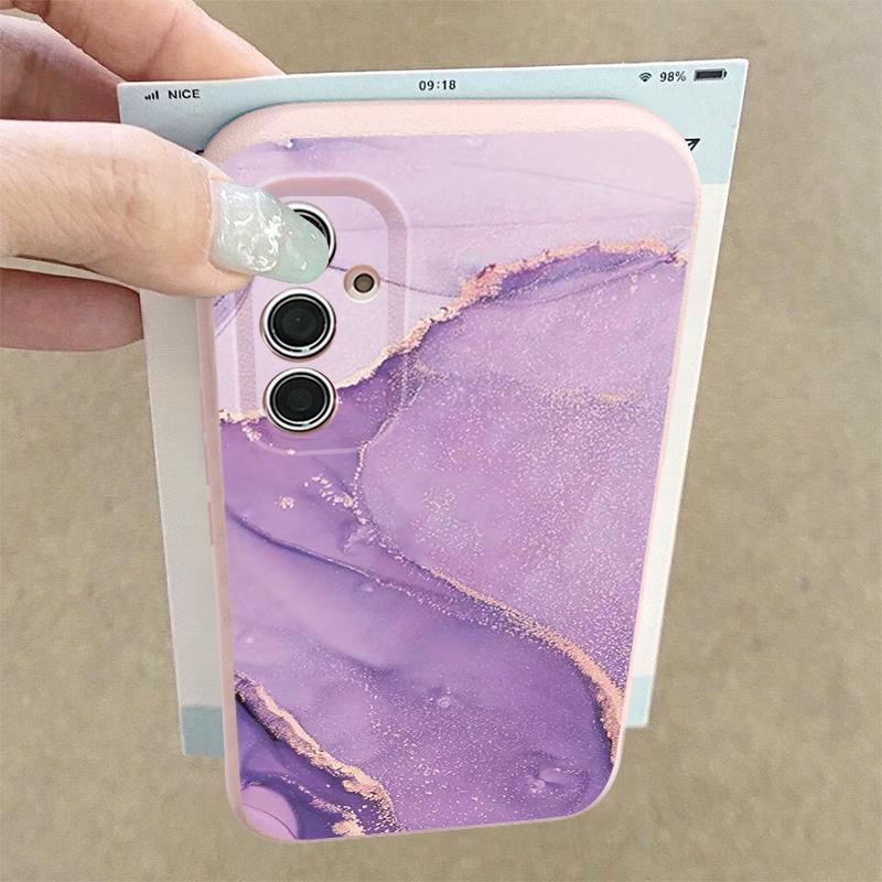 Marble Pattern Phone Case For Samsung S26 Ultra S25 Edge S24 S23 Plus S22 S21 FE A15 A16 A17 A35 A36 A54 A55 A56 A57 5G Leather Texture Soft Cover