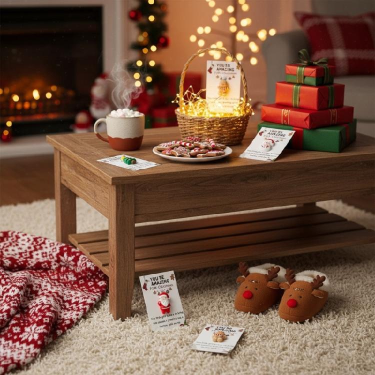 Liten Kramficka Jul Liten Helgstämning Prydnad Tomte Kram Med Värmande Kort För Festgåvor