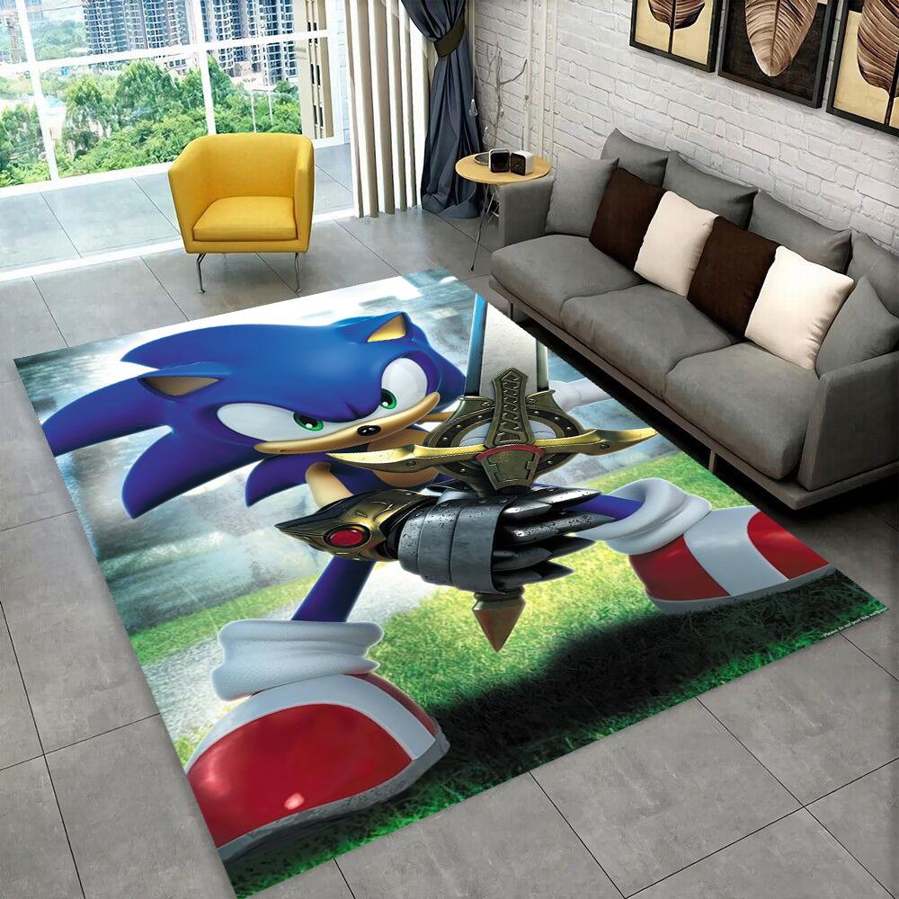 Fashion S-Sonic Cartoon Game Carpet Rug for Playroom Bedroom Living Room Sofa Home Decor,kids Play Area Rug Non-slip Floor Mat