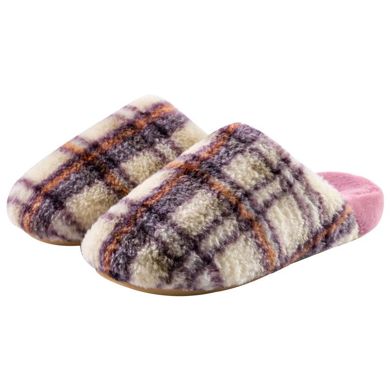 Retro plaid cotton slippers autumn and winter 2025 new indoor home home thick bottom plush warm