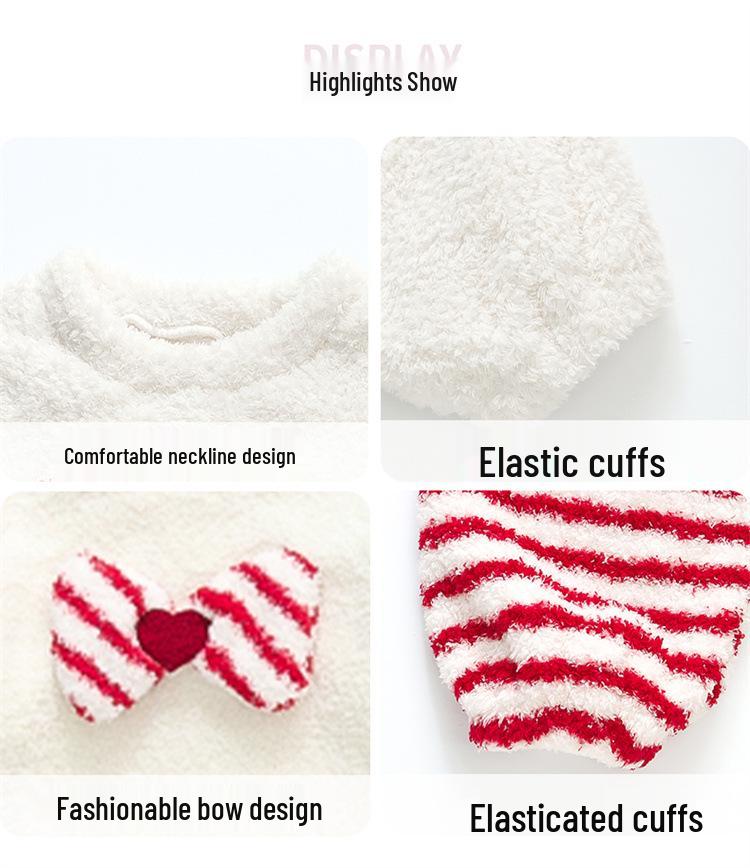 Girls' Flannel Striped Bow Pajama Set - Cozy Autumn/Winter Homewear for Babies 2025