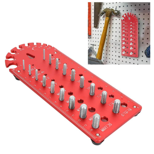Nut and Bolt Thread Checker, Aluminum Alloy Thread Checker, Bolt and Nut Identification Gauge, Wall-Mountable Bolt Size and Thread Gauge