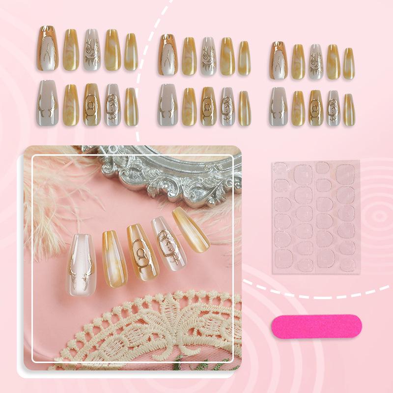 30pcs Glitter Nail Art Stickers - Gold Pattern, Cool Wearable Nails, Hot Selling in Europe and America