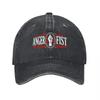Anger Fist Logo Embroidered Washed Canvas Baseball Cap Vintage Style Adjustable Hat for Men and Women