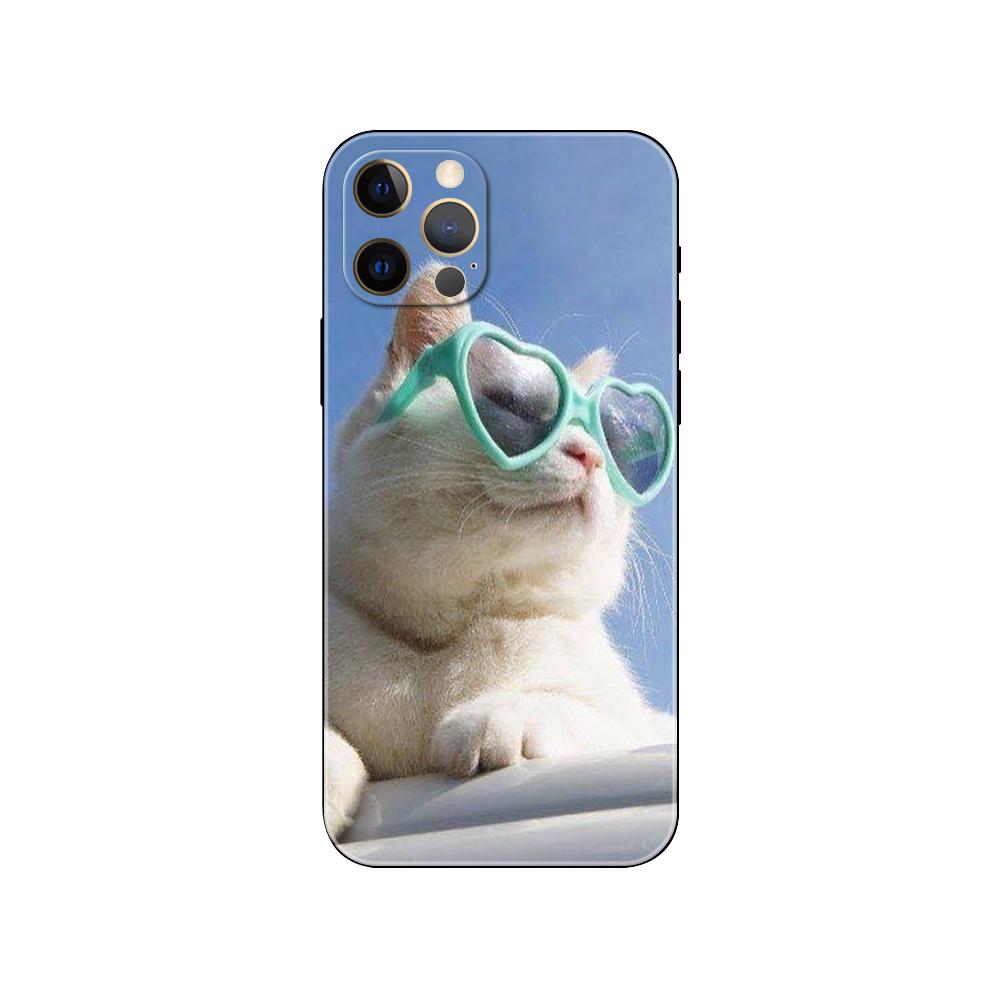 Cat Glasses Cool phone case for iphone 5 5s 2020se 6 6s 7 8 plus x 10 XR XS 11 12 13 mini pro MAX black tpu back cover
