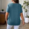Sommermode Plus Damen V-Ausschnitt T-Shirt Einfarbig Kurzärmlig Sexy Top Shirt