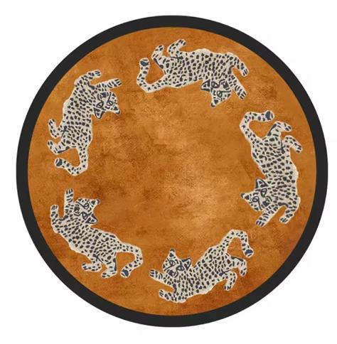 Round Carpet Leopard Tiger Pattern Bedroom Living Room Non Slip Mat Home Wear Resistant and Stainproof Rug Home Decoration 60cmx60cm