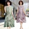 Chic Summer Printed Dress for Middle-Aged & Elderly Women - Loose, Slimming, and Elegant Commute Style