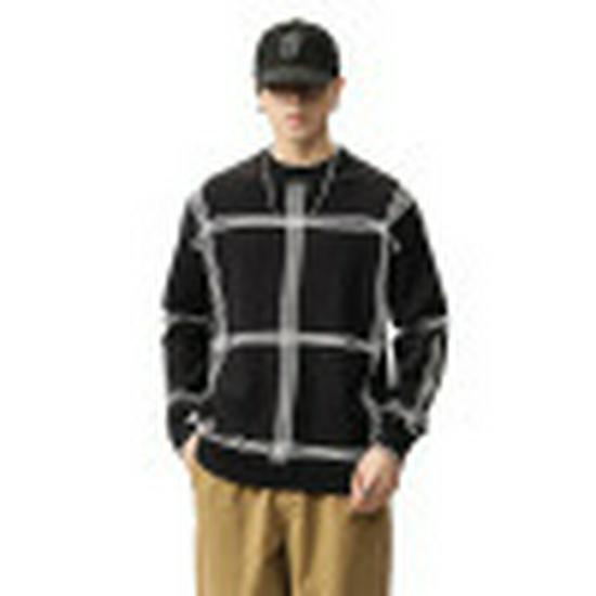 

2025 Spring/Autumn Men s Korean Knitwear: Loose, Trendy, Casual Retro Sweater with Round Neck. XL чорний