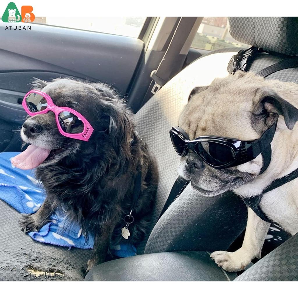 ATUBAN Dog Sunglasses for UV Protection Wind Protection Dust Protection Adjustable Strap Pet Glasses for Snow Beach Motorcycle