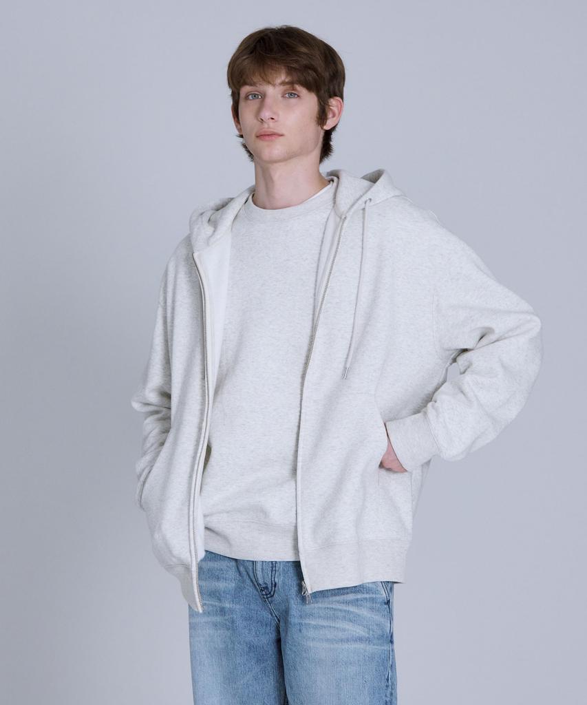 Basic House Uni Basic Brushed Terry Hooded Zip-Up Jumper Oatmeal Lajp7101