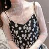 Sexy Black Line T-shirt For Women Mesh See Through Long Sleeve Tees Turtleneck Streetwear Women's Long Sleeve Top T-shirt Hot