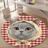 1PC Cat Plaid Office Round Area Rug, Indoor Mat Suitable ForOffice, Under Office Chairs Bedroom Living Room Home Decor, Room Deco,  F054