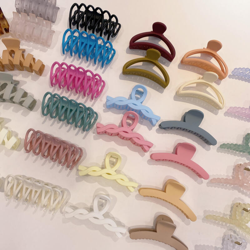 Matte hair clip, matte square hair clip 04 Zigzag Big Clip-on Khaki