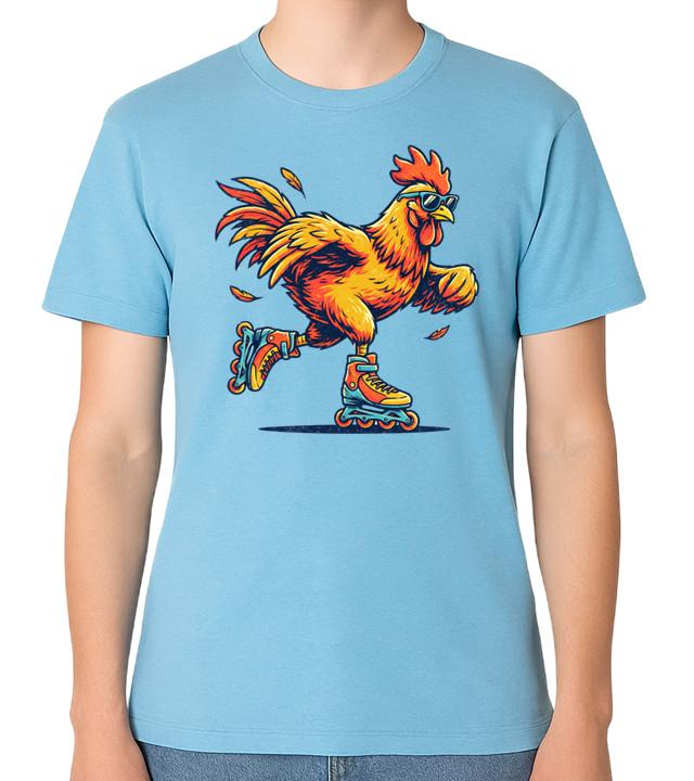 Roller Skating Rooster Funny Retro Animal Graphic Unisex T-Shirt S разноцветный