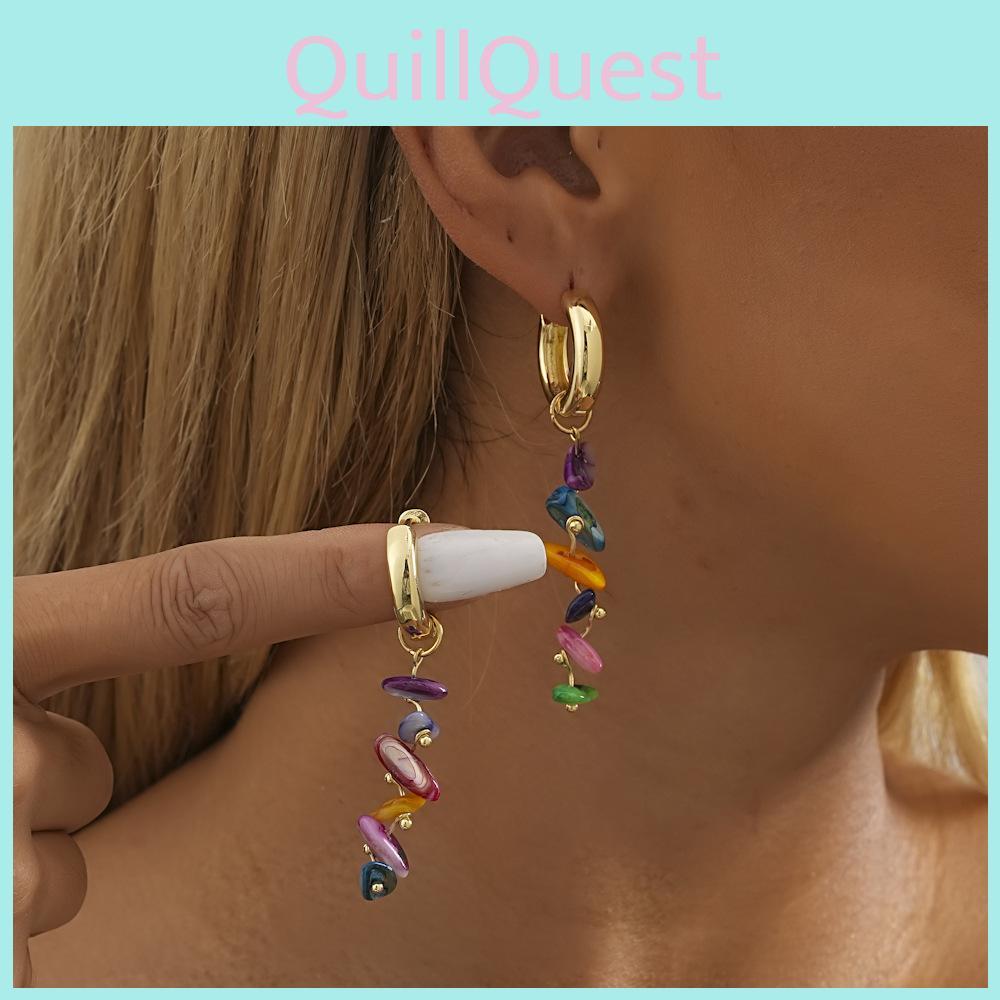 Trendy Colorful Shell Earrings For Women Natural Stone Geometric Design Jewelry