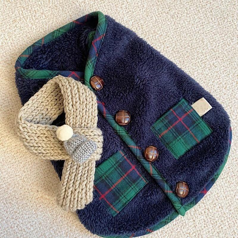 Winter Pet Dog Coat and Scarf Set Fleece Dog Clothes Chihuahua Bichon French Bulldog Clothing Puppy Costume Pet Vest Cardigan