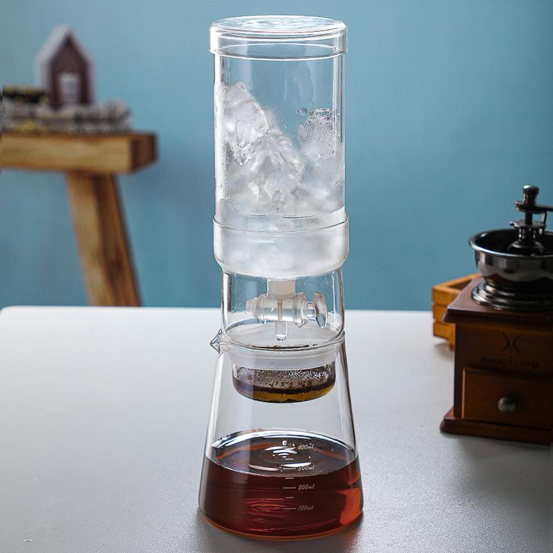 Sada kávovaru na ledovou kapku, průhledný borosilikátový skleněný kávovar na ledovou kapku, materiál pro cold brew kávu, žáruvzdorný