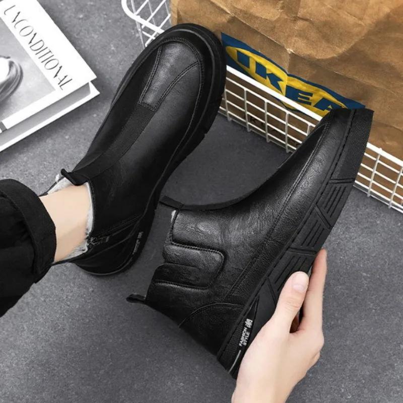 2025 Winter New Men's Boots Plush Warm Casual Men's Shoes Waterproof Sports Non Slip Snow Boots Cold Proof Outdoor Boots