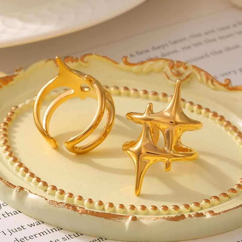 Retro Fashion Cross Star Adjustable Ring Suitable For Men And Women Hip Hop Punk Minimalist Party Jewelry Gifts