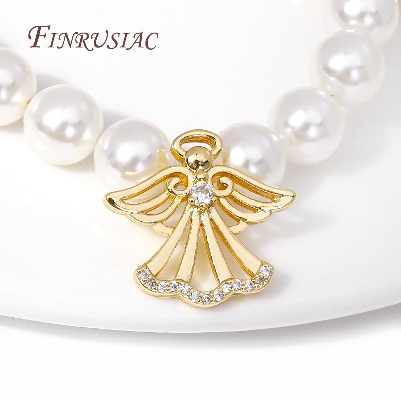 Trendy Angel Charms Pendant 18K Gold Plated Inlaid Zircon Charms For Necklace Making Findings Accessories DIY Handmade Jewelry
