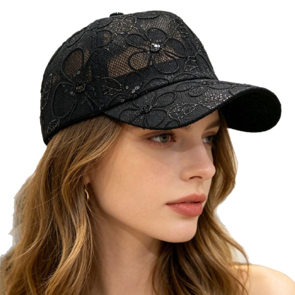 Adjustable Breathable Baseball Hat Hollow Floral Women's Hat Outdoor Sun Hat  Sport Wear