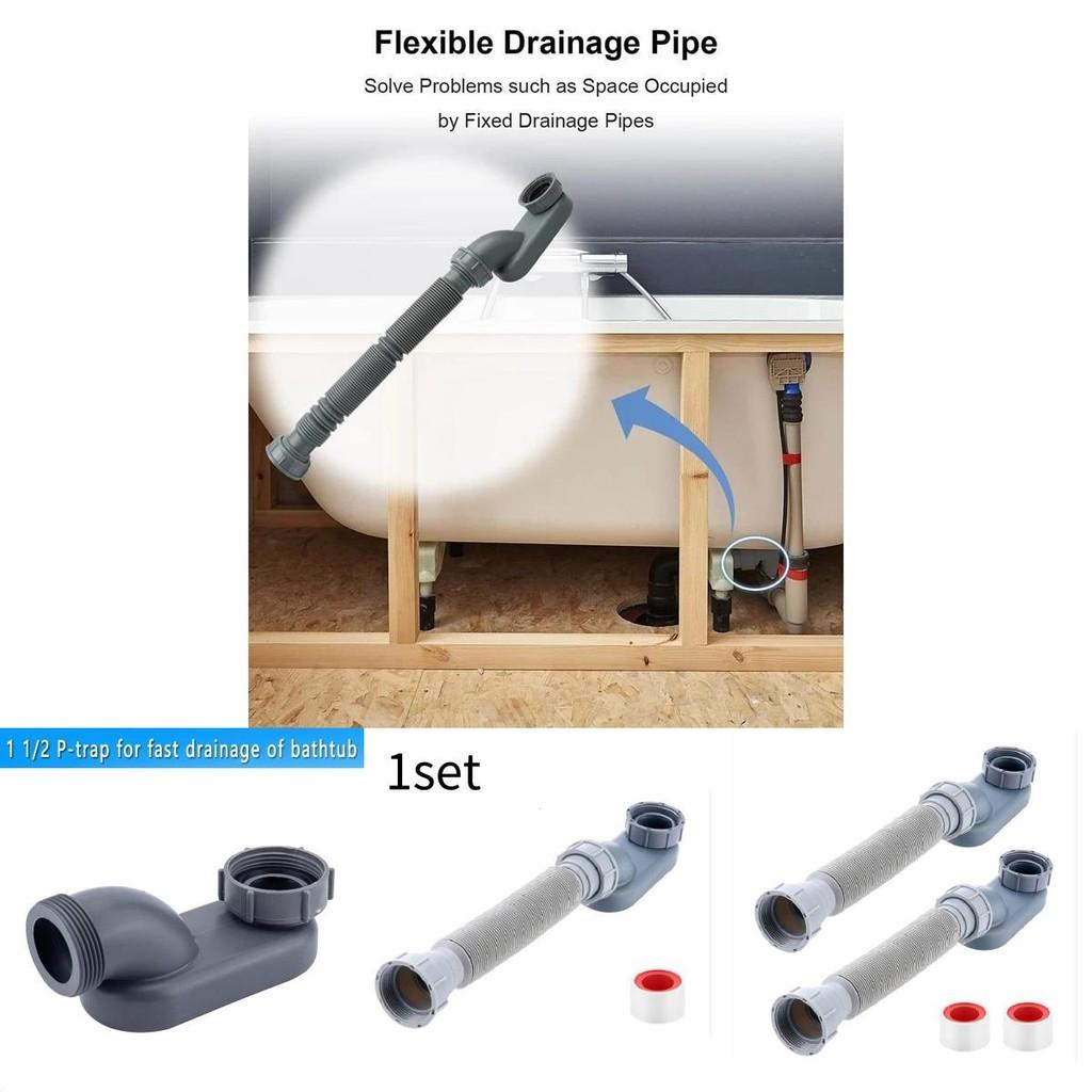 1/2 P Adjustable Bathtub Drain Pipe With Sealant Tape For Shower Room And Bath Tub Drainage